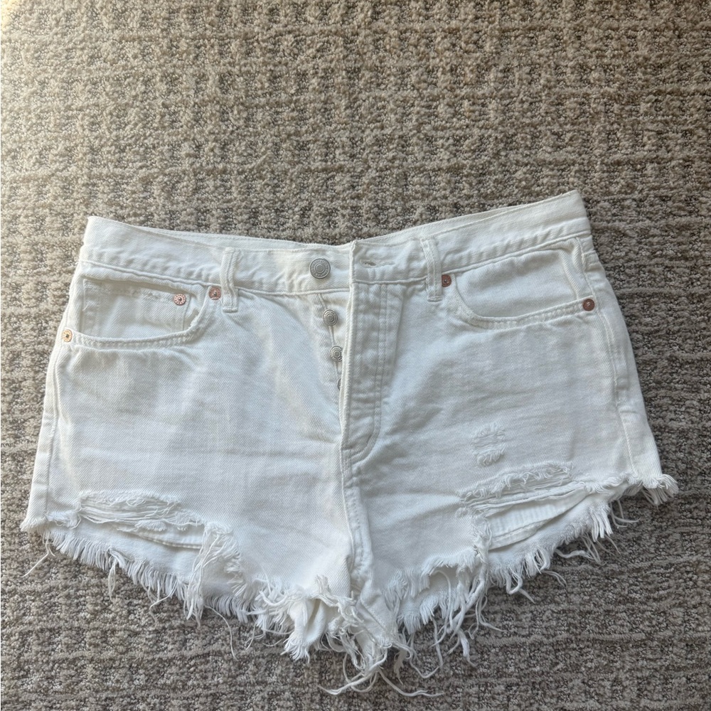 We The Free White Distressed Jean Shorts